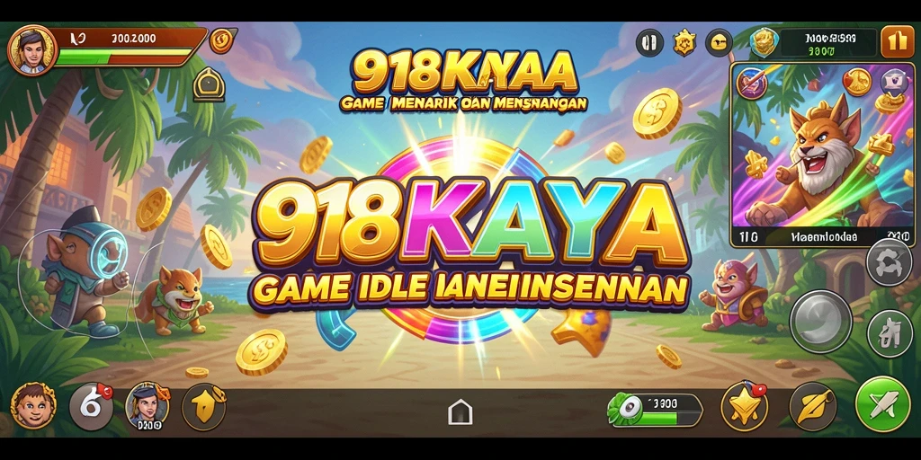 Tampilan gameplay utama 918KAYA dengan karakter yang berkembang.