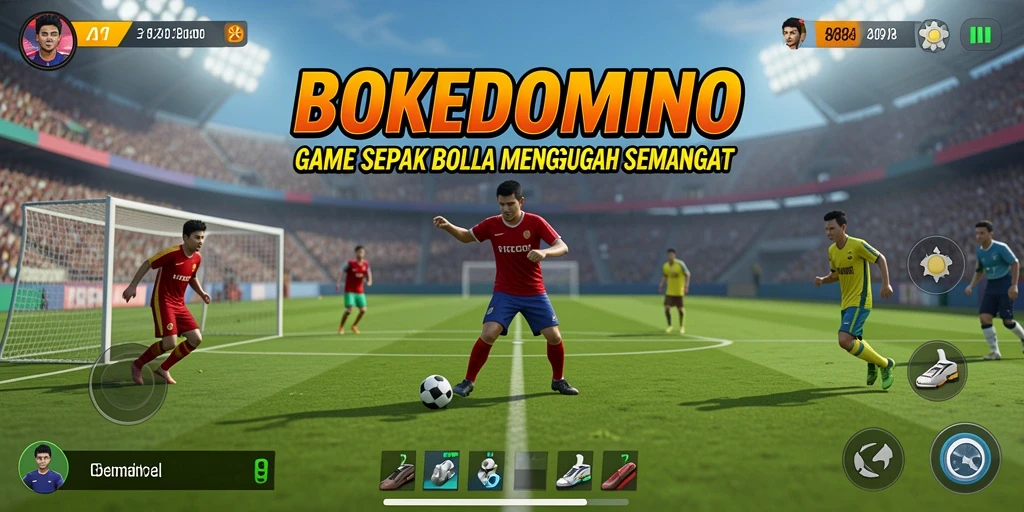 Screenshot gameplay BOKEDOMINO menunjukkan aksi seru di lapangan.