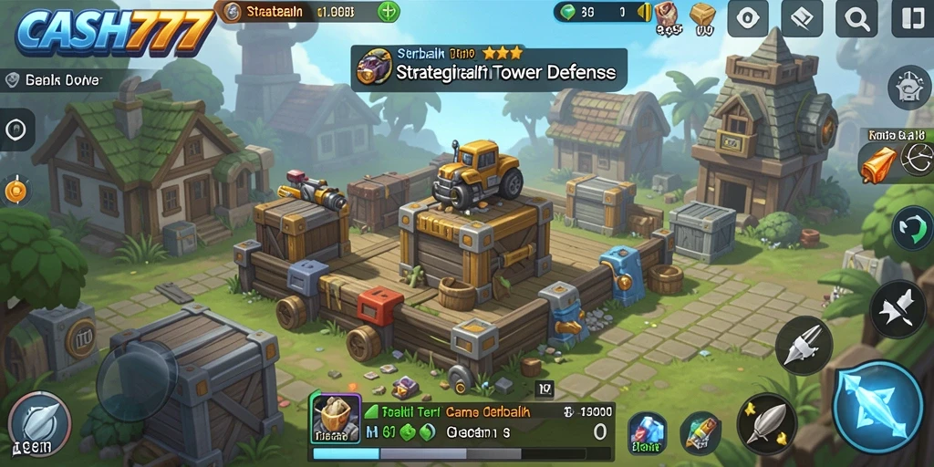 Tampilan seru gameplay strategis Tower Defense CASH777.
