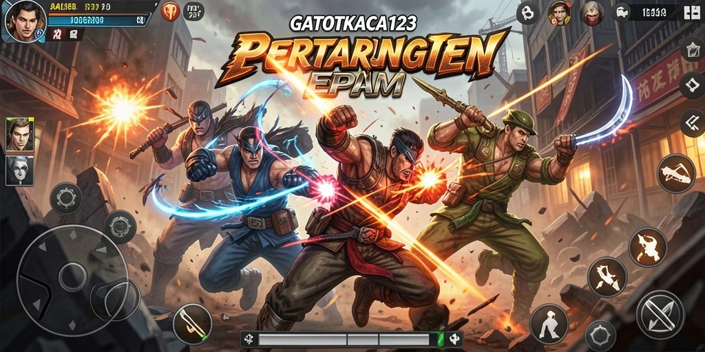 Screenshot dari GATOTKACA123 menampilkan aksi seru dalam pertempuran.