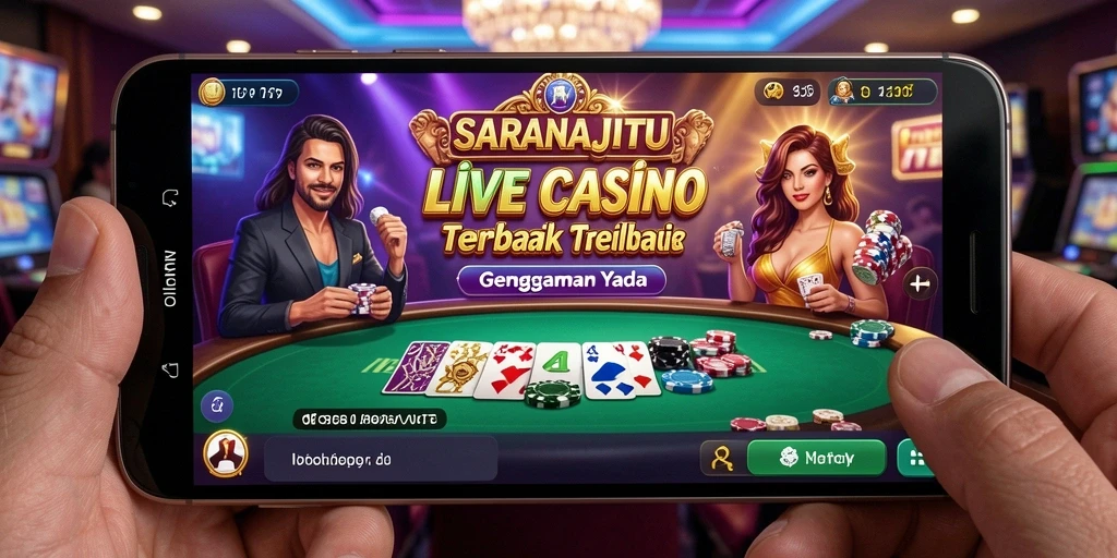 Gameplay menarik SARANAJITU dengan dealer nyata dan suasana kasino.