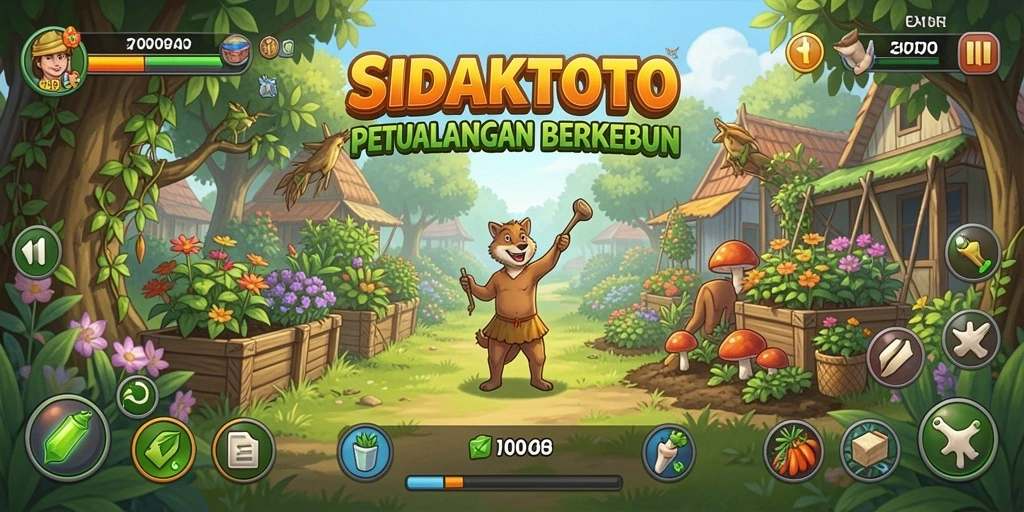 Tampilan gameplay <strong>SIDAKTOTO</strong> yang menampilkan aktivitas berkebun.
